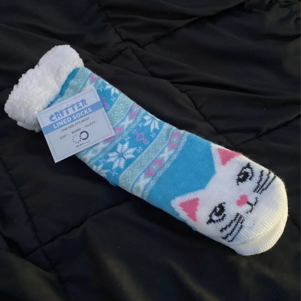 Cat Sherpa Socks